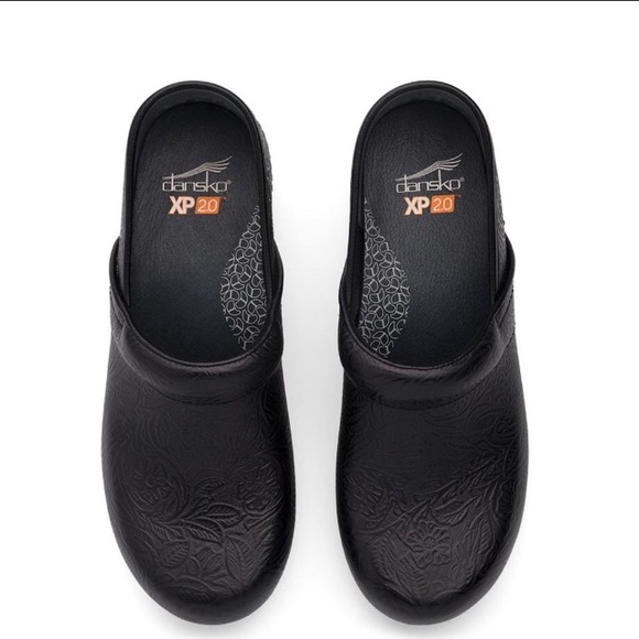 dansko black floral tooled